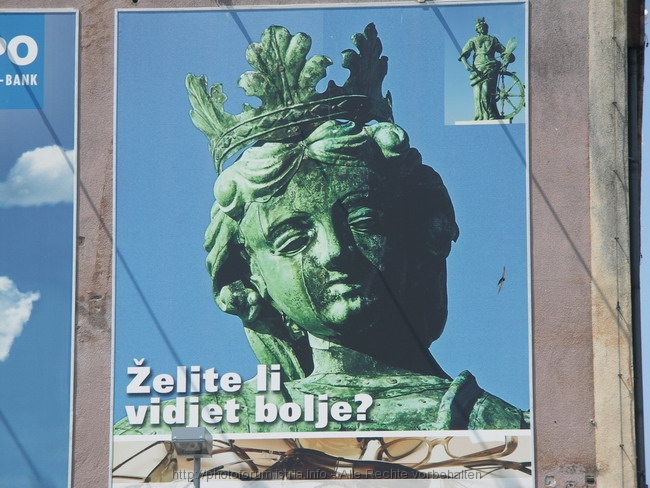 ROVINJ > Hafen > Plakat mit dem Kopf der Heiligen Eufemia