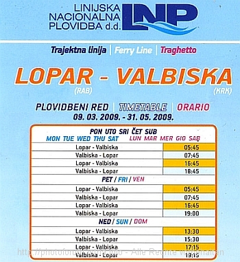 Flyer Fährverbindung Lopar-Valbiska