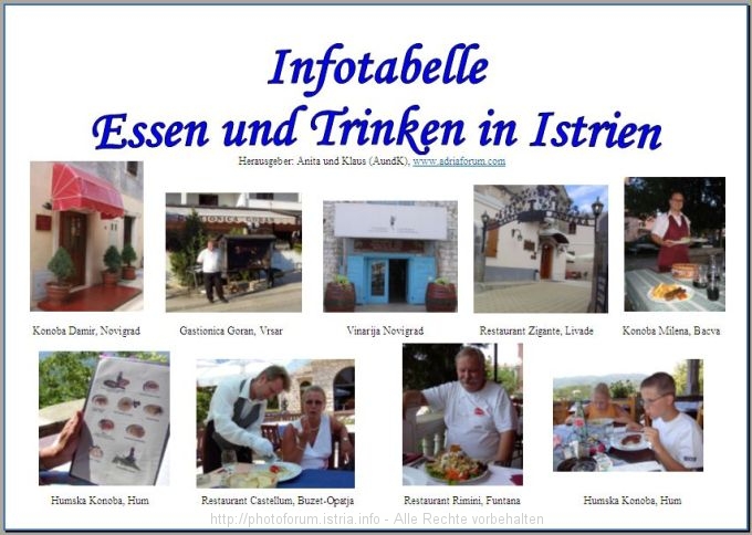 Infotabelle ´Essen&Trinken´ -Deckblatt