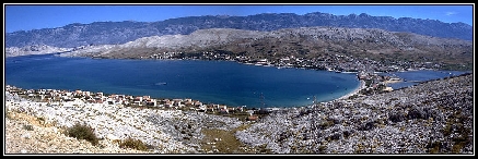 2004-03 < 2. Platz - Schönste Panorama-Photo > SEGELNGST  > Otok Pag und  im Hintergrund Velibitgebirge