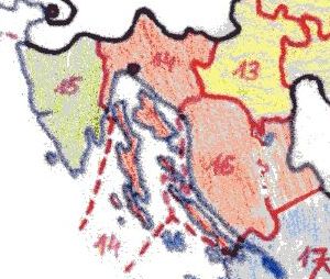 0 > Übersicht - Region Kvarner Bucht (14) und Velebitski kanal (16) sind hier rot eingefärbt