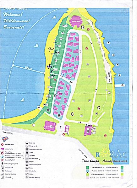 Plan von Camp Rozac in Trogir