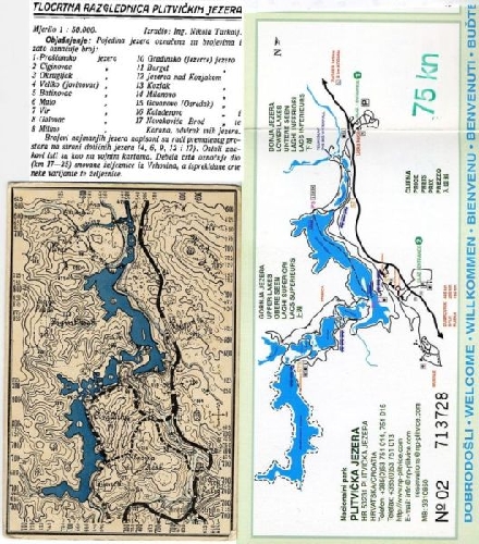 NATIONALPARK PLITVICER SEEN > Ansichtskarte mit Lageplan