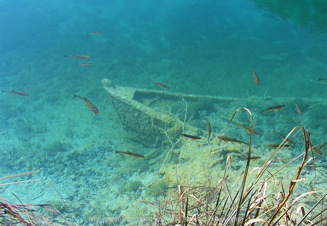 NATIONALPARK PLITVICER SEEN > Versunkenes Boot