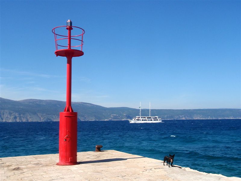 Kvarner: Glavotok auf Insel KRK > Leuchtturm mit Hund