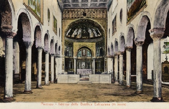 POREC > Alte Postkarte > Euphrasius-Basilika - Innenraum (1913)