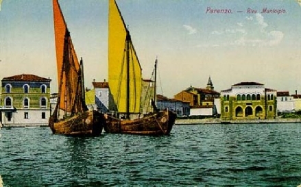 POREC > Alte Postkarte > Rathaus und Hafen