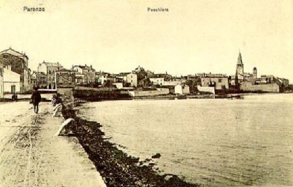 POREC > Alte Postkarte > Altstadt - Panorama Uferpromenade