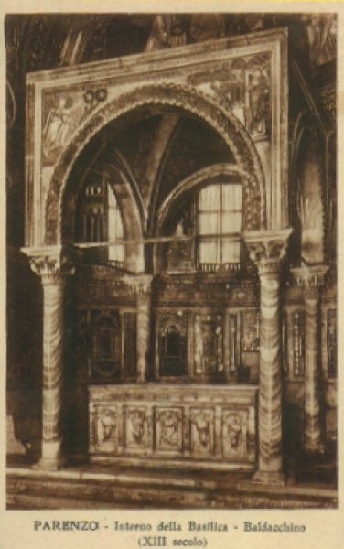POREC > Alte Postkarte > Euphrasius-Basilika - Altar mit Überbau