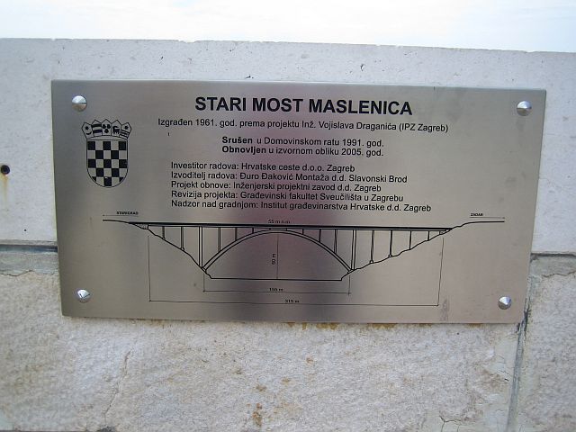 Dalmatien Nord Maslenica Brücke Schild