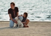 POREC > Spadici > Strand - Vater mit Kind und Hund