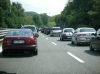 Stau auf der neuen Autobahn richtung Triest Mautstelle