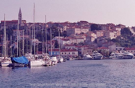 Vrsar < Hafen mit Blick auf Stadt