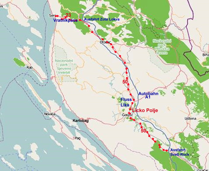 Nationalstraße D50 Otocac- Gospic