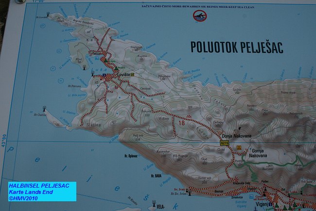 Land's End of Peljesac > Karte der westlichen Halbinsel